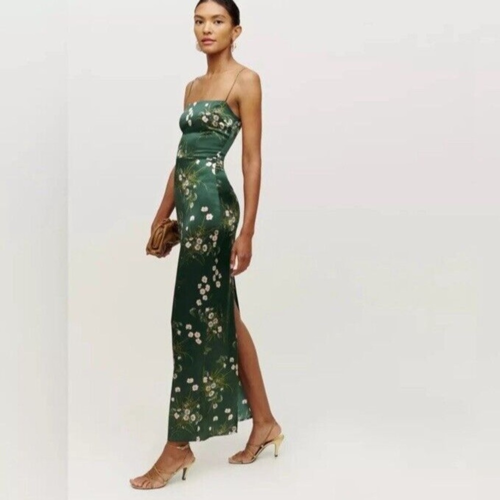 Reformation Frankie Maxi Dress Green Floral Women’s Size 2